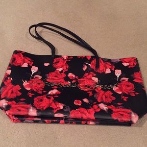 Victoria’s Secret bag/tote. Black with Red flowers